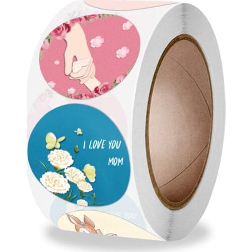 100-500pcs Round Mothers Day Gift Stickers with Hearts 1inch Thank you Label stickers for Mothers Day Greeting Card Envelope