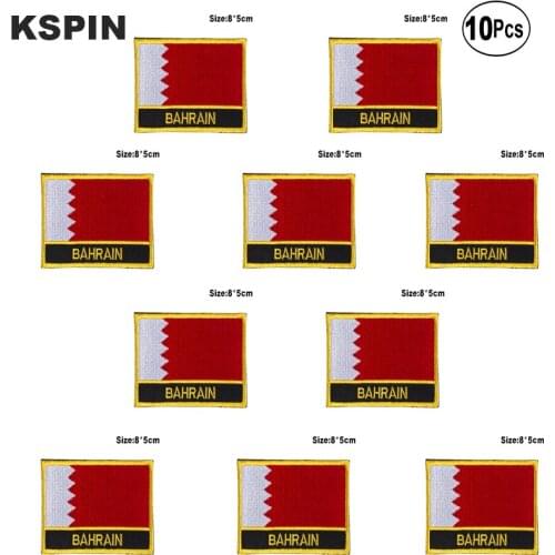 Bahrain Flag Embroidery Patches Iron on Saw on Transfer patches Sewing Applications for Clothes in Home&Garden