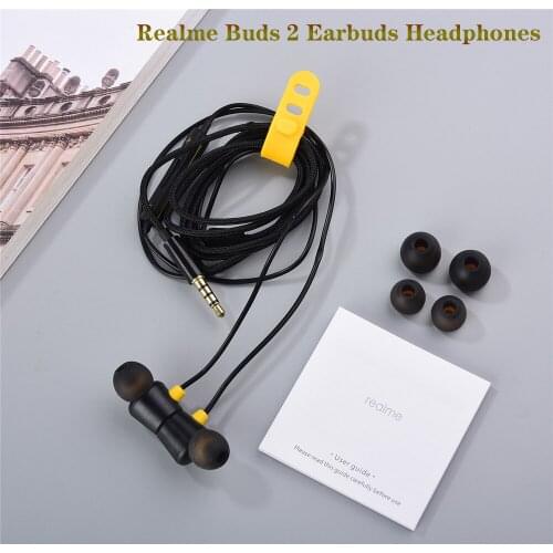 Realme Buds 2 Wired-3.5mm Earphones Bass Sport Headset With Mic Built-in Magnets For Xiaomi Huawei Realme 6 Narzo 20 Q3 X2 Pro 8