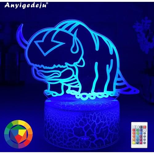 Newest 3d Lamp Avatar The Last Airbender Nightlight for Kids Child Room Decor The Legend of Aang Appa Figure Table Night Light