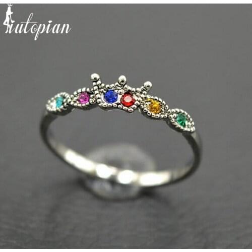 Iutopian Brand 2016 New Arrival Crown Vintage Retro Unique Ring Anels For Women Two Colors Environmental Metal #H3184