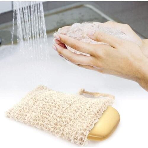 Body Brush Exfoliating Natural Sisal Soap Bag Pouch Soap Saver Foaming Net Shower Bath Scraps Save Soaps Natural Fiber Soap Bags