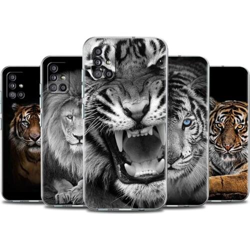 Lion Tiger Animal Transparent Case For Samsung Galaxy A51 A71 A21s A31 A12 A32 5G A21 EU A52 4G A41 A11 A22 TPU Phone Cover