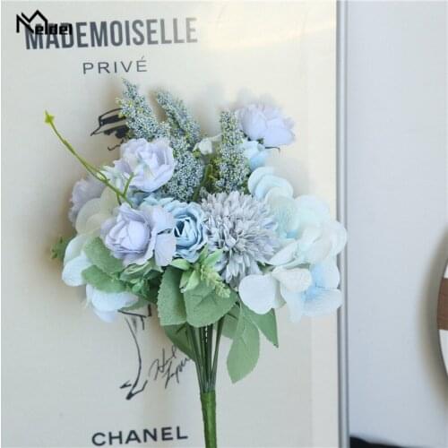 Rose Hydrangea Pink Silk Artificial Flowers Fake Rose Flowers Bride Bouquet Home Wedding Decor Scrapbooking DIY Supplies Floral