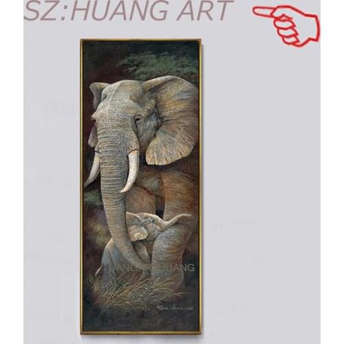 Hand-painted Canvas Wall Art Colorful Elephant Animals Abstract Oil Painting on Canvas Modern Wall Art Picture for Kid Room