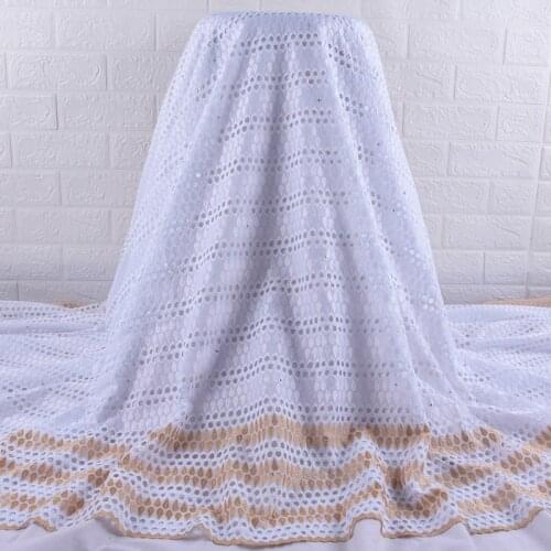 Zhenguiru Swiss Voile Lace In Switzerland Cotton Lace With Stones White Gold African Lace Fabric A1894
