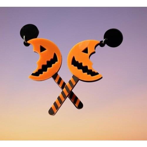 Cute Halloween Pumpkin Candy Through Earrings Delicate Anniversary Presents Acrylic Earrings Jewelry