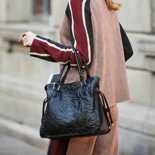 Quality Cowhide Embossing Office Ladies Elegant Handbag Brand Women Genuine Leather Crossbody Bag Fashion Shoulder Tote Handbags