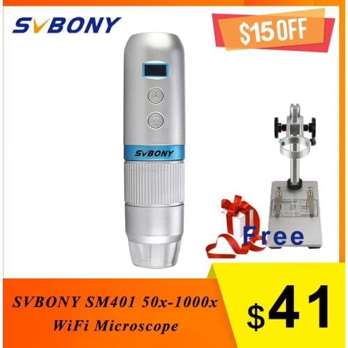SVBONY SM401 50x-1000x WiFi Microscope HD Electronic Android& IOS Mobile Phone,Tablet Portable Wireless,Digital Detection