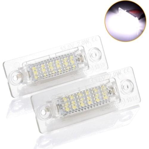 2PCs 18SMD Led Rear Number License Plate Light Lamp For VW Jetta Touran Passat B6 5D For Skoda Superb 1 3U B5 Car-Stylin