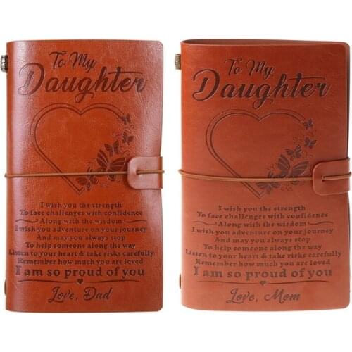 Vintage Engraved Faux Leather Journal Notebook Diary to My Dad Mom Travel Notepad Gift 20x12cm