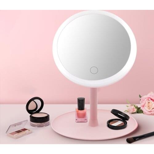 Led Light Makeup Mirror Adjustable Storage LED Table Mirror Face зеркало Touch Dimmer USB Vanity Backlit Cosmetic Easy Take