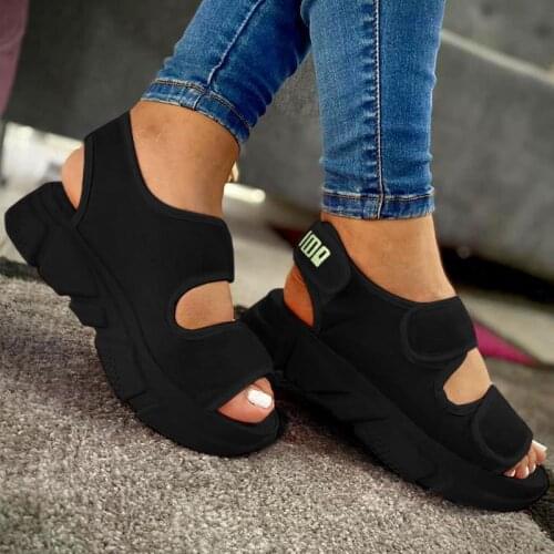 2021 Harajuku Sports Women Sandals Summer Flat Bottom Student Non-slip Wild Shoes Womens Sandals Light Soft Oversize Beach Shoe