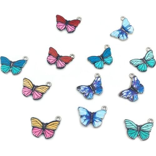 10pcs 20MM Butterfly pendants Colourful enamel butterfly charm small animal findinPendant Necklaces Jewelry Wholesale XL641