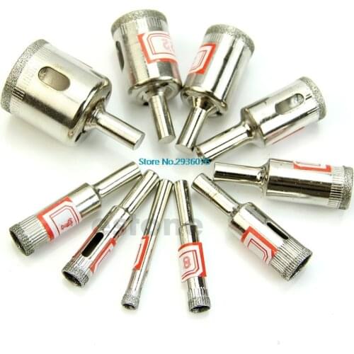 10Pcs/lot Diamond Coated Core Hole Saw Drill Bit Set Tools For Glass Tiles Marble