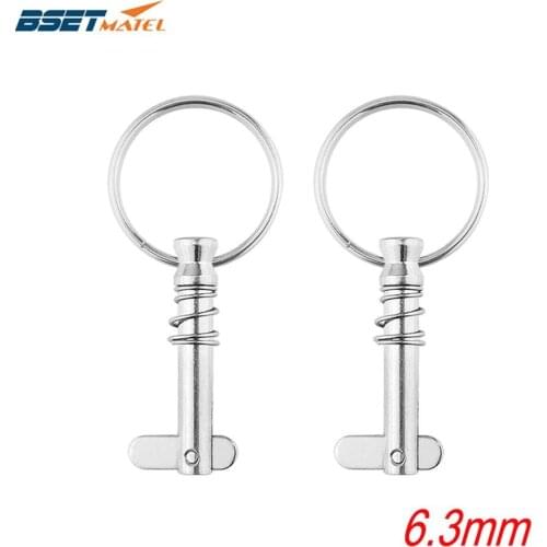 2PCS BSET MATEL Marine Grade 6.3*42mm 1/4 inch Quick Release Pin with Ring for Boat Bimini Top Deck Hinge Marine hardware