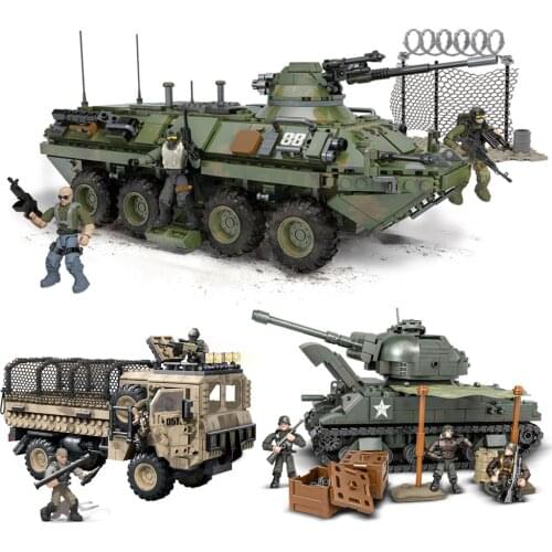 2021 World War 2 WW2 Army Military Soldier City Police SWAT Desert Base Tank Armor Vehicle Building Blocks Bricks Kids Toys