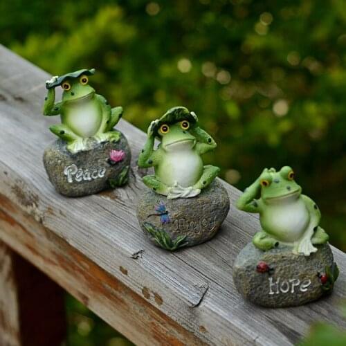 5 Inch Garden Frog Statue Stone Sculptures Garden Patio Frogs Landscaping Stone Ornaments Decoration E7