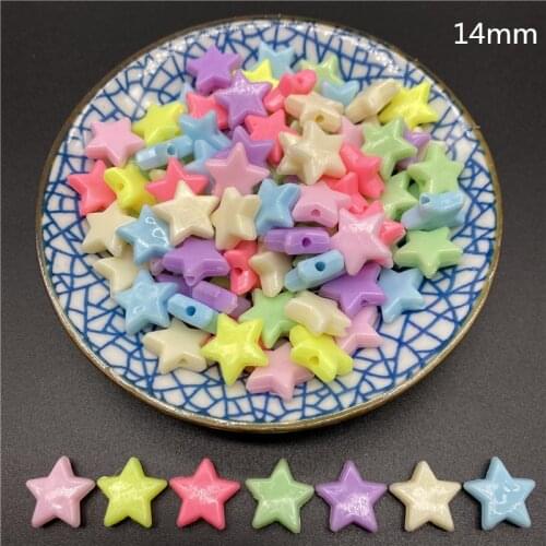 10mm 12mm 14mm 50pcs Acrylic Beads Macaroon Stars Shape Spacer Beads For Jewelry Making Charms Earring Necklace Accessories