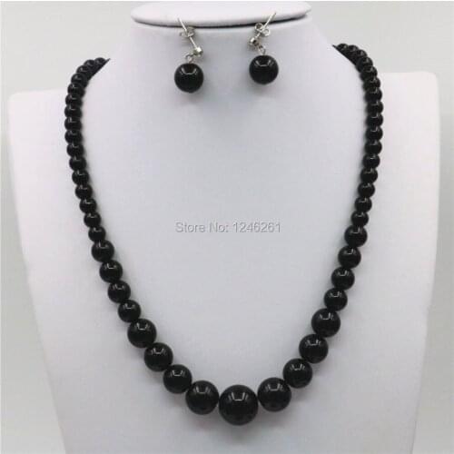 6-14mm Accessories Natural Black Seashell Beads Tower Necklace Chain Earbob Earrings Sets Girls Christmas Gifts Jewelry Making