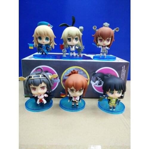 6pcs/set Anime Action Figure Kantai Collection Shimakaze Haruna Nagato Akagi Atago Ikazuchi 8cm Model PVC Kawaii Cartoon Doll