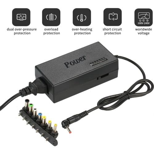 96W Laptop Adapter DC 12/15/16/18/19/20/24V 4.5A 5A Notebook Adjustable Power Supply Adapter Universal Charger Detachable Plugs