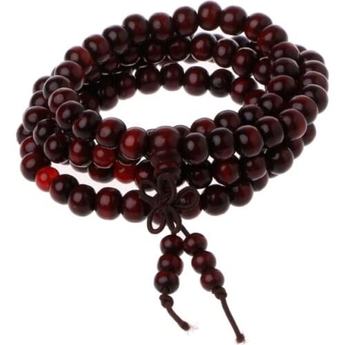 Natural Sandalwood 8mm Beads Bracelets 108 Wood Beads Prayer Jewelry AXYD