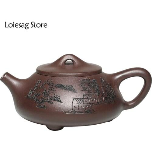 Loiesag 260ml Purple Clay Yixing Big Capacity Handmade Raw Ore Purple Mud ShiPiao Teapot Zisha Pot Teapots Beauty Health Pot