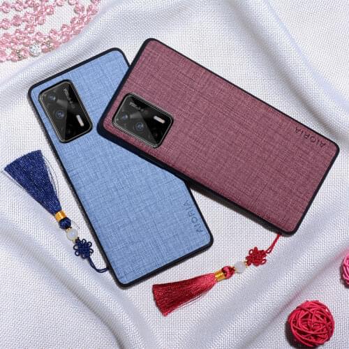 Case for Oppo Realme GT 5G Cross pattern PU Leather with Chinese Knot Silk Tassel Cords design phone cover for realme gt case