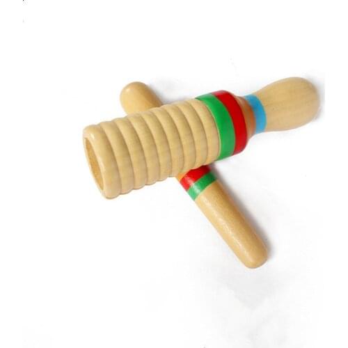 Wooden Music Instrument for Children Kid Toys Sound Tube Small Single-threaded Ring Percussion Cylinder Toys