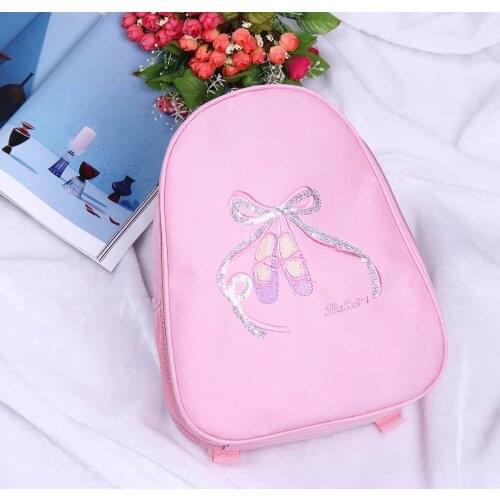 Kids Girls Ballet Dance Bag Shiny Toe Shoes Embroidered School Shoulder Backpack Portable Large Capacity Zip Up Storage Satchel