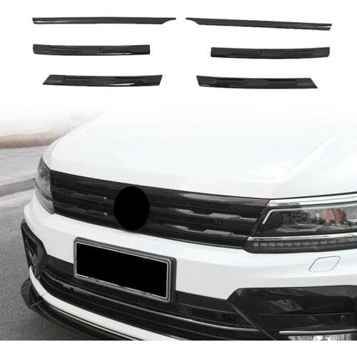 For Tiguan MK2 2016-2021 Front Bumper Mesh Center Grille Grill Moulding Strips Cover Trim