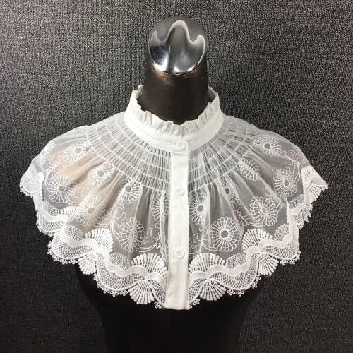 Joker double-layer stand collar cotton lace shawl blouse fake Decoration pullvers Shawl cotton literary detachable false Collars