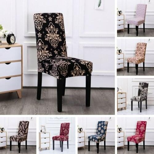 Elastic Floral Print Chair Cover Stretch Polyester Wedding Banquet Chair Cover Party Decor Dining Room Seat Cover