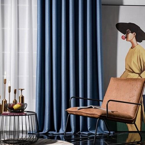 Elegant Blackout Window Curtains Linen for Living Room Bedroom Grey Soundproof Curtain Blockout Ready Made