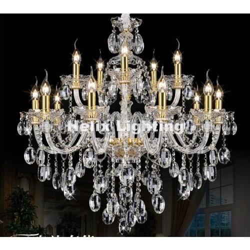 European Modern Clear Golden K9 Crystal Chandelier Lustre Crystal Chandelier D85cm 15Arms E14 AC Lustres De Cristal Chandelier