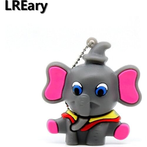 Cute cartoon Elephant USB Flash Drive External Memory Storage Pen drive 32GB 16GB 8GB 4GB 128MB Thumbdrive Stick U disk Dumbo