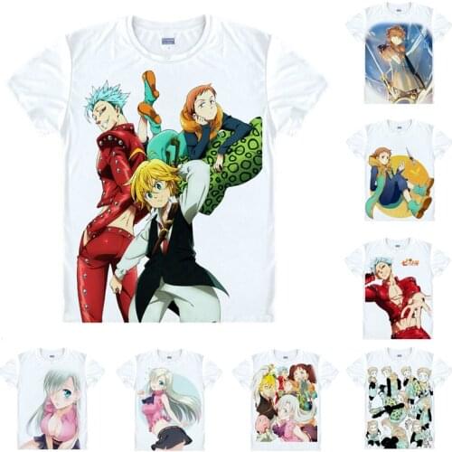Coolprint Anime Shirt The Seven Deadly Sins T-Shirts Multi-style Short Sleeve 7DS Meliodas Hawk Ban Cosplay Motivs Hentai Shirts