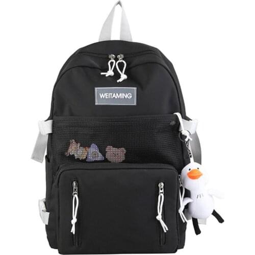 Fashion Backpacks Trend Canvas Large Capacity Backpack Korean Harajuku Wild Small Fresh Campus Middle School Student School Bag