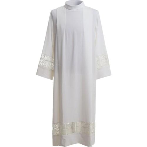 Holy Church Priest Alb Vestment Clergy Mass Lace Joint Alb Christian Cross Surplice