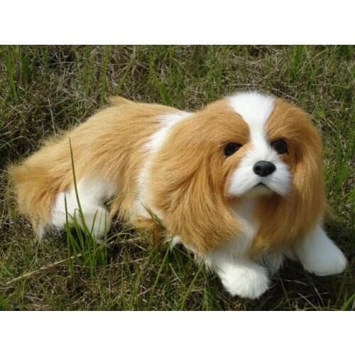 Lying simulaiton dog toy polyethylene & furs yellow dog model about 26x13x10cm 1870