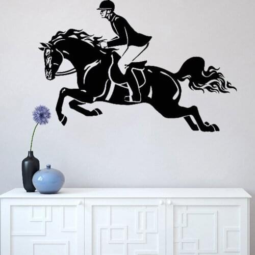 Horse Race Wall Stickers Jockey Horsemanship Vinyl Decal Bedroom Living Room Decoration Murals Horse Polo Jump O155