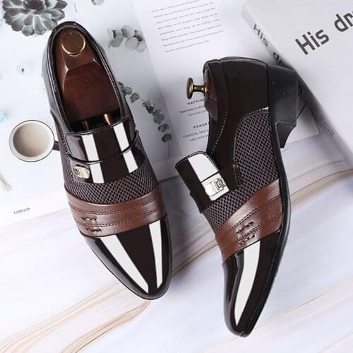 Fashion Slip-On Mens Dress Formal Shoes Men Oxfords Business Men Casual Shoes 2020 Summer Classic PU Leather Mens Suits Shoes