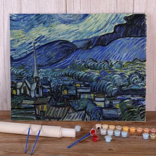 Landscape Van Gogh DIY Painting By Numbers Package Acrylic Paints 40*50 Oil Painting Wall Decoration For Handicraft