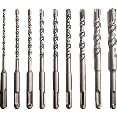 9 Pieces 160Mm SDS Plus Masonry Drill Bits Kit Multi-Point Twin Spiral Hammer Drill Bits Set