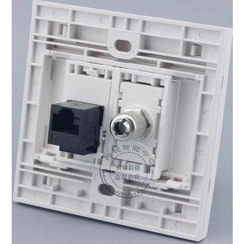 Wall Plate 2 Ports CAT6 RJ45 Network LAN & TV Outlet Connector Panel Faceplate Home Plug