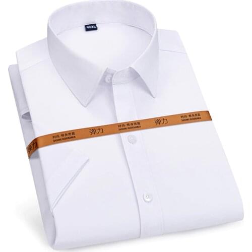 2021 New Men Shirt Short Sleeve Summer Business Casual Cloth Solid No-Iron Regular Fit Soft Turn-Down Collar DA482