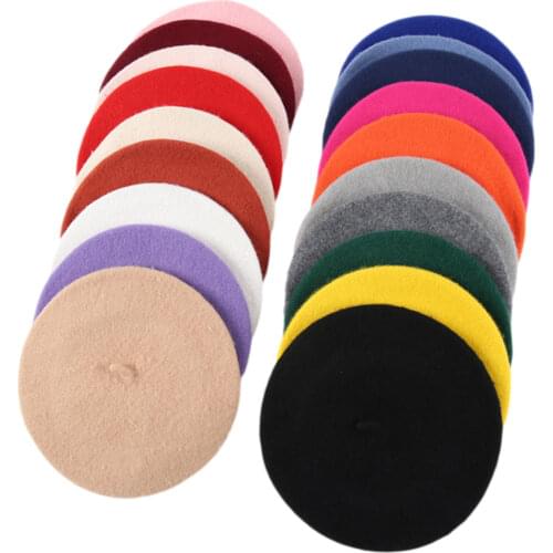 New Fashion Kids Girls Berets Hat Casual French Style Solid Color Winter Warm Artist Beanie Cap Black Blue Gray Pink