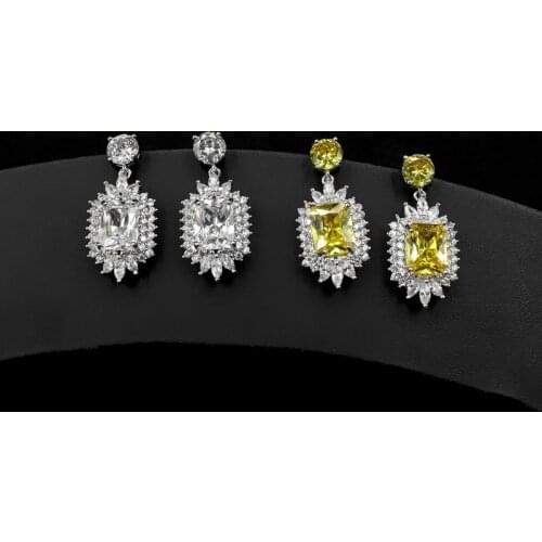 New Earrings Luxury Yellow Dangle Earrings Wedding Engagement Jewelry Wholesale Designer