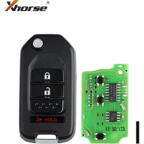 Xhorse XKHO02EN Wire Remote Key For Honda Flip 2+1 Buttons English Version 10pcs/lot